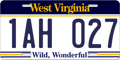 WV license plate 1AH027