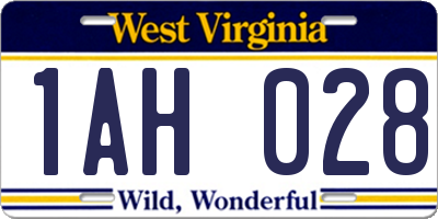 WV license plate 1AH028