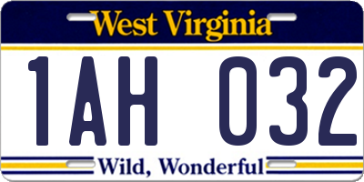 WV license plate 1AH032