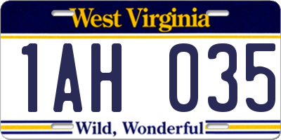 WV license plate 1AH035