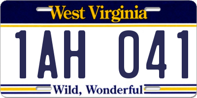 WV license plate 1AH041