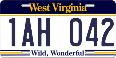 WV license plate 1AH042