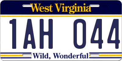 WV license plate 1AH044