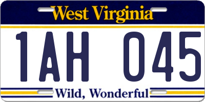 WV license plate 1AH045