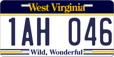 WV license plate 1AH046