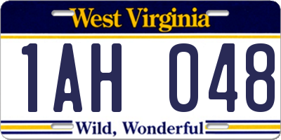 WV license plate 1AH048