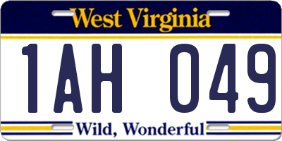 WV license plate 1AH049