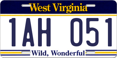 WV license plate 1AH051