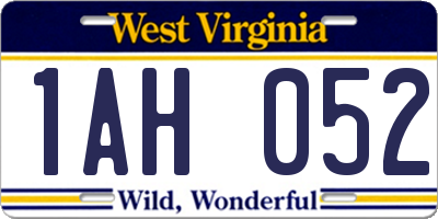 WV license plate 1AH052