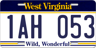 WV license plate 1AH053