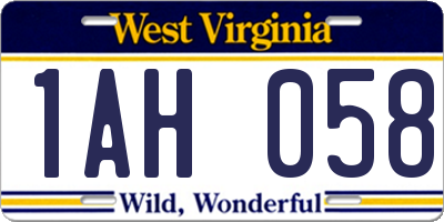 WV license plate 1AH058