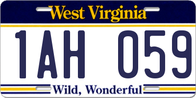 WV license plate 1AH059