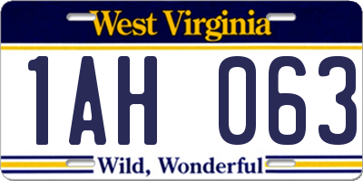 WV license plate 1AH063