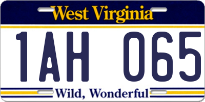 WV license plate 1AH065