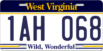 WV license plate 1AH068