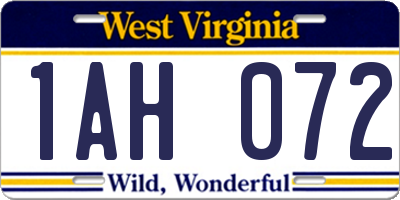 WV license plate 1AH072