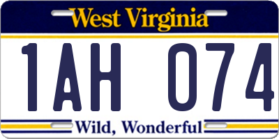 WV license plate 1AH074