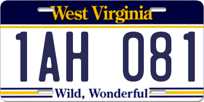 WV license plate 1AH081