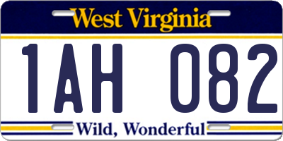 WV license plate 1AH082