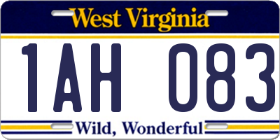 WV license plate 1AH083