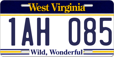 WV license plate 1AH085