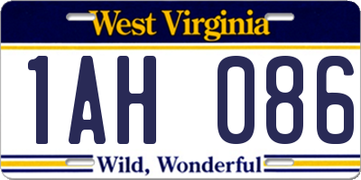 WV license plate 1AH086