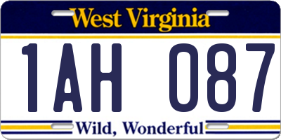 WV license plate 1AH087