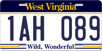 WV license plate 1AH089