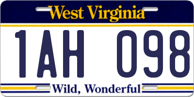 WV license plate 1AH098