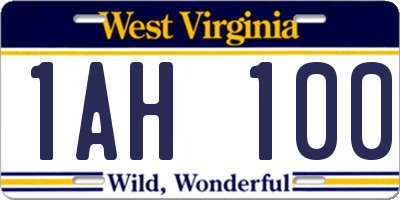 WV license plate 1AH100