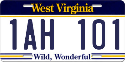 WV license plate 1AH101