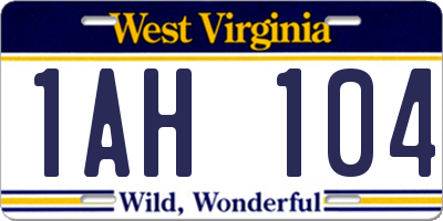 WV license plate 1AH104