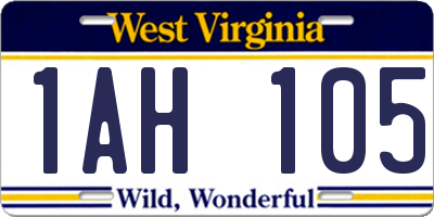 WV license plate 1AH105