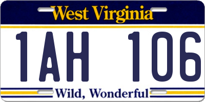 WV license plate 1AH106