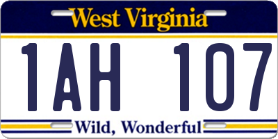 WV license plate 1AH107