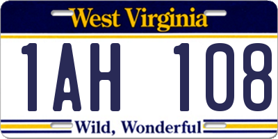 WV license plate 1AH108