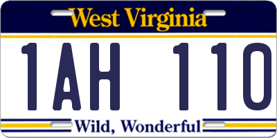 WV license plate 1AH110