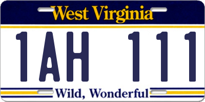 WV license plate 1AH111