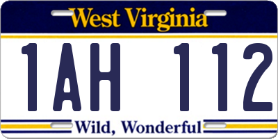 WV license plate 1AH112