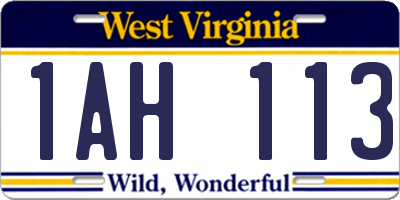 WV license plate 1AH113