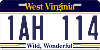 WV license plate 1AH114