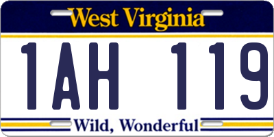 WV license plate 1AH119