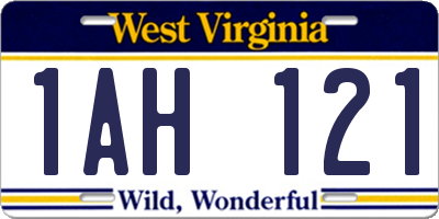 WV license plate 1AH121