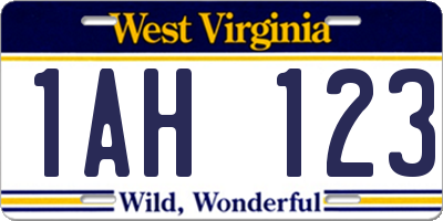 WV license plate 1AH123