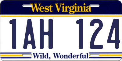 WV license plate 1AH124