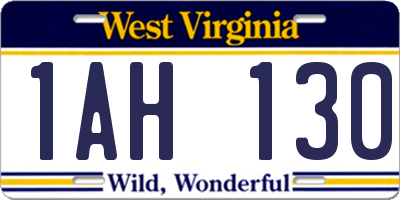 WV license plate 1AH130
