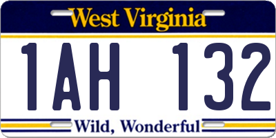 WV license plate 1AH132