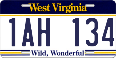 WV license plate 1AH134