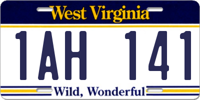 WV license plate 1AH141