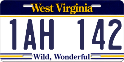 WV license plate 1AH142